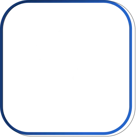 White pixelated eight-pointed star emblem inside a rounded blue-bordered square on a black background.